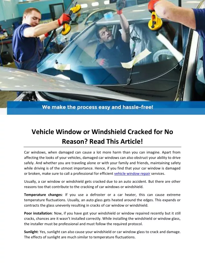 vehicle window or windshield cracked