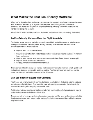 what makes the best eco friendly mattress