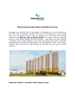Flats for sale in Greater Noida Look Before You Leap-converted