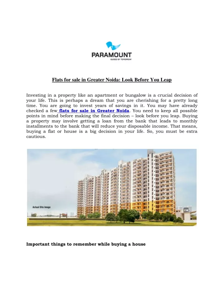flats for sale in greater noida look before