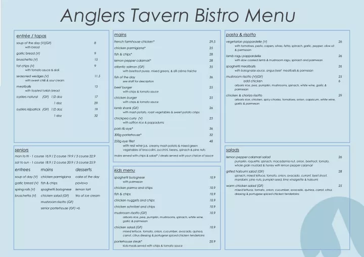 anglers tavern bistro menu