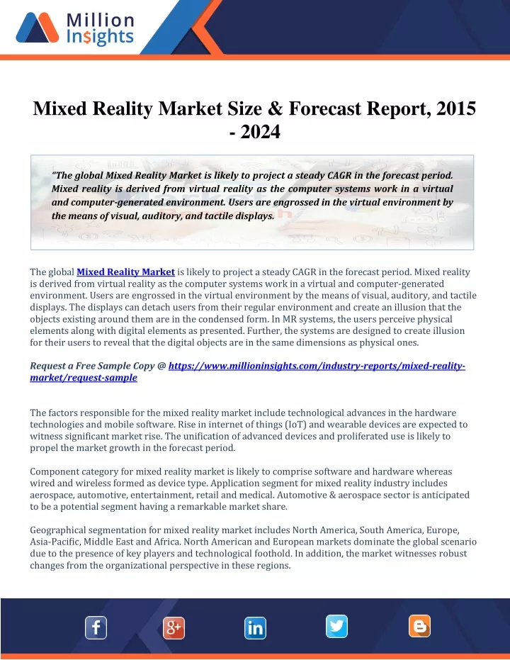 mixed reality market size forecast report 2015