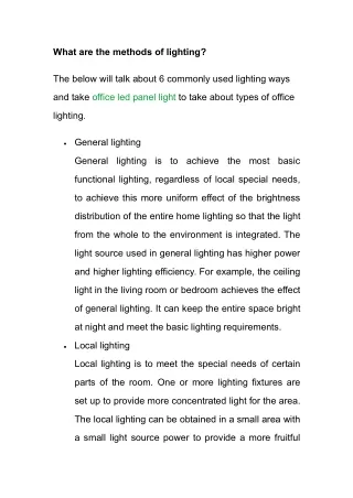 what are the methods of lighting