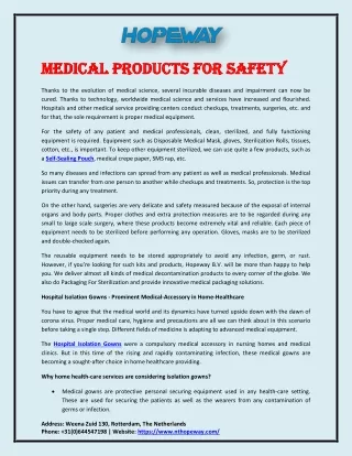 Medical Products for Safety