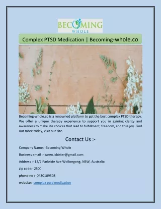 Complex PTSD Medication | Becoming-whole.co