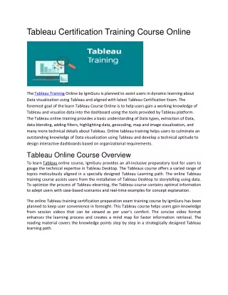 tableau certification training course online