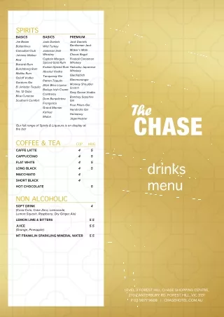 The Chase Drinks Menu