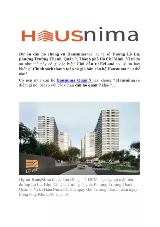 Căn Hộ HausNima Quận 9
