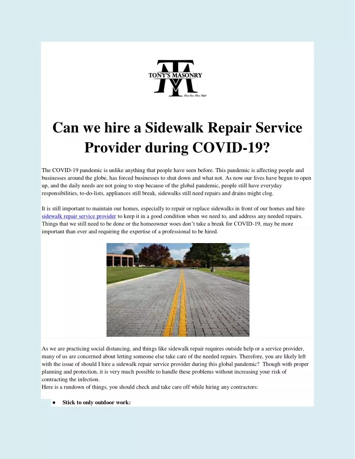 can we hire a sidewalk repair service provider