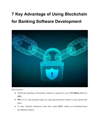 7 key advantage of using blockchain