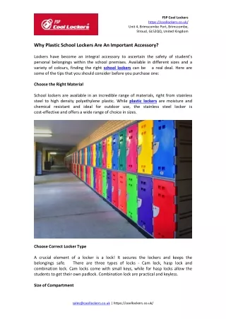 Why Plastic School Lockers Are An Important Accessory?