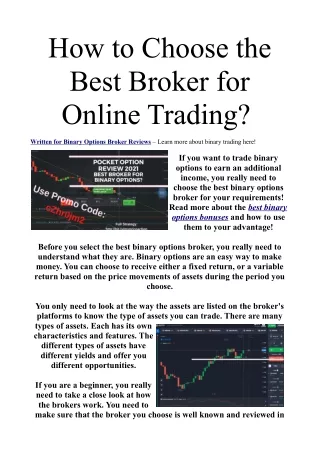 how to choose the best broker for online trading