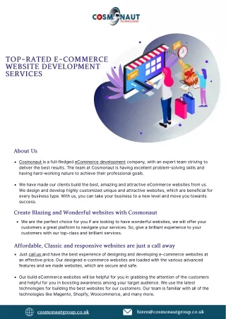 TOP-RATED  E-COMMERCE WEBSITE DEVELOPMENT SERVICES IN UK