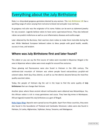 Everything about the July Birthstone- Daily Butik UK