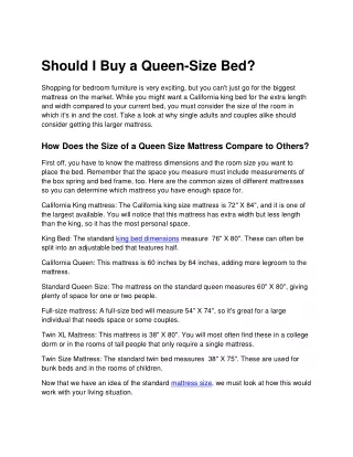 should i buy a queen size bed