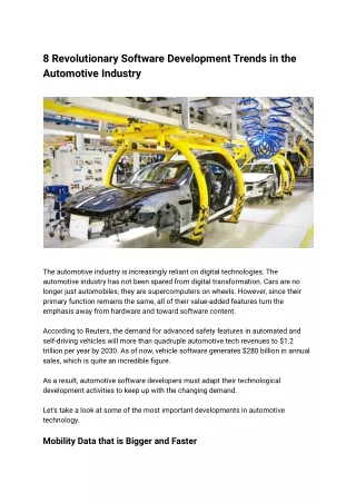 8 Transformative Trends in Automotive Software Development