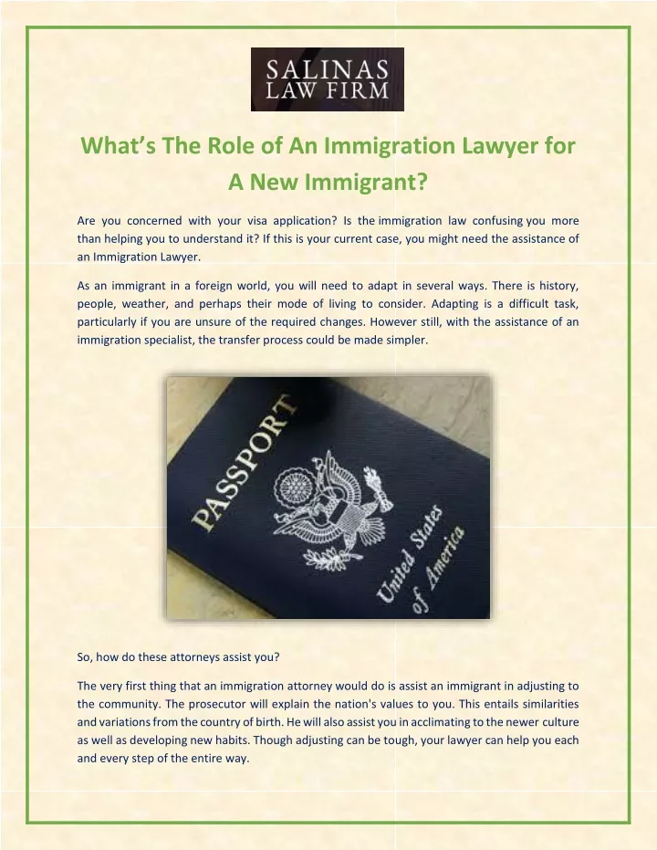 what s the role of an immigration lawyer