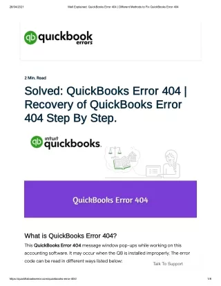 How to Fix QuickBooks Error 404 (1-877-323-5303)? | QuickBooks Error 404