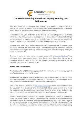 The Wealth-Building Benefits of Buying, Keeping, and Refinancing