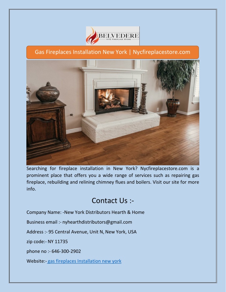 gas fireplaces installation new york
