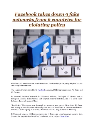facebook takes down 9 fake networks from
