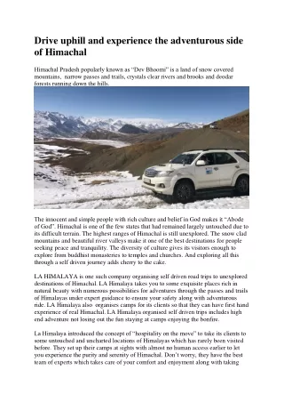 drive uphill and experience the adventurous side