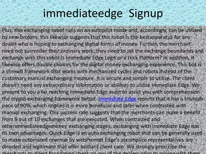 immediateedge signup