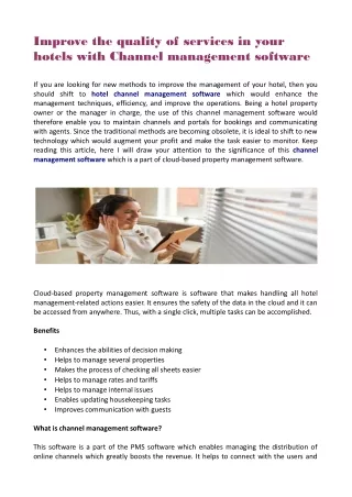 improve the quality of services in your hotels