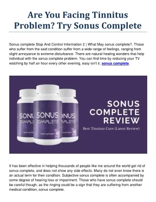 Sonus Complete Pills - Working Process Explained!