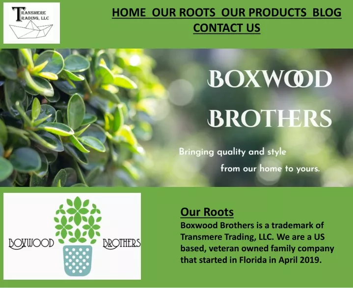 home our roots our products blog contact us