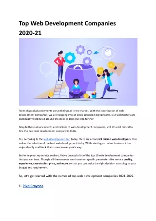 top web development companies 2020 21