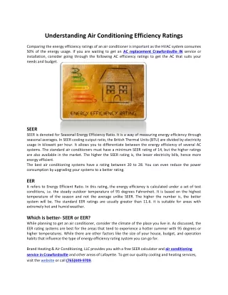 Understanding Air Conditioning Efficiency Ratings