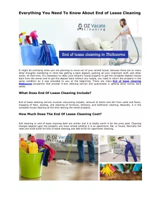 Everything You Need To Know About End of Lease Cleaning