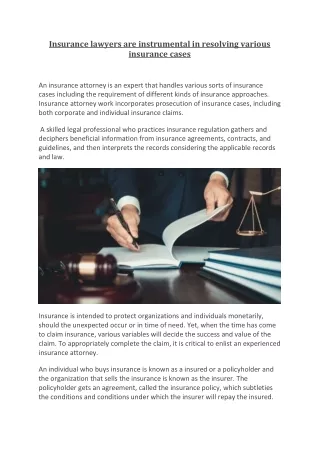 insurance lawyers are instrumental in resolving