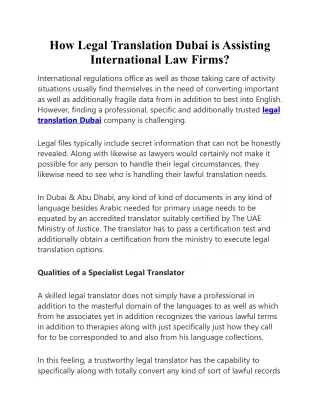 How Legal Translation Dubai is Assisting International Law Firms