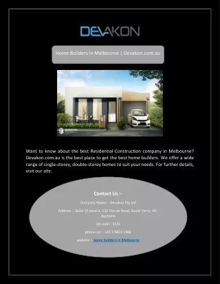 Home Builders in Melbourne | Devakon.com.au