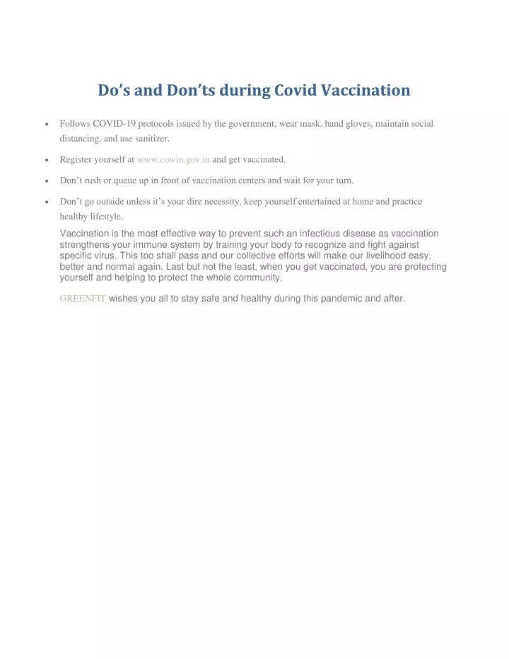 do s and don ts during covid vaccination