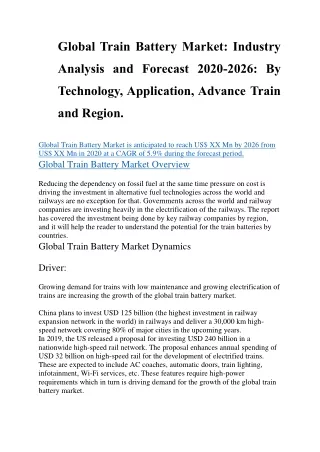 global train battery market industry
