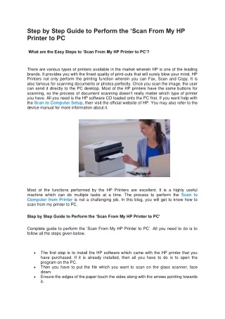 step by step guide to perform the scan from