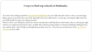 3 ways to find top schools in Yelahanka