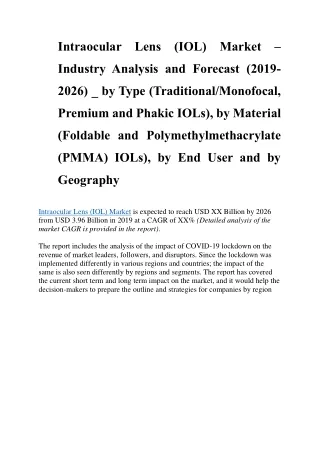 intraocular lens iol market