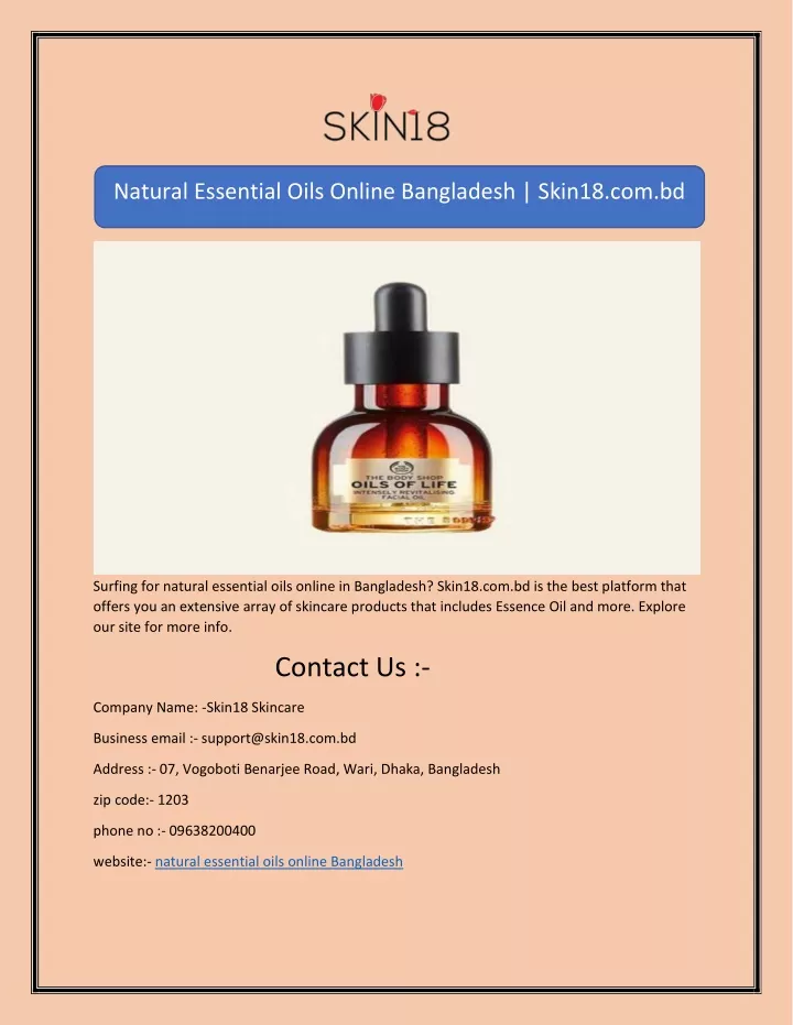 natural essential oils online bangladesh skin18