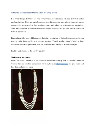 Authentic Accessories for Men to Adorn for Every Events
