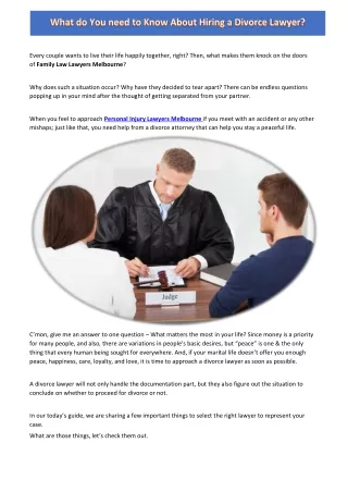 What do You need to Know About Hiring a Divorce Lawyer