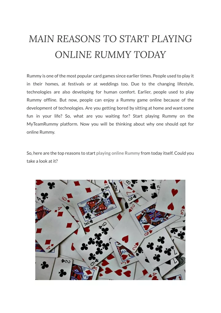main reasons to start playing online rummy today