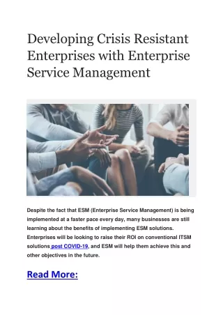 developing crisis resistant enterprises with