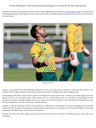 former rcb player tabraiz shamsi put learnings