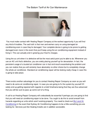 the bottom tariff of air con maintenance