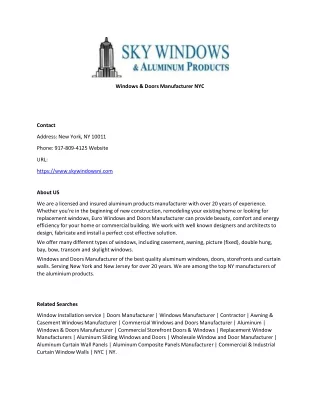 Windows & Doors Manufacturer NYC