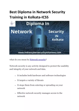 best diploma in network security training